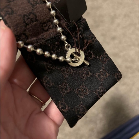 Gucci Boule Ball & T Bar Toggle Chain Bracelet Stamped 925 Sterling Silver - Picture 8 of 8